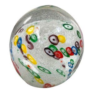 Vintage Tilso Japan Multicolor Millefiori Art Glass Paperweight Round Sphere 3"
